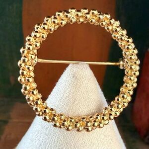 TRIFARI Gold Tone Circle Brooch Pin